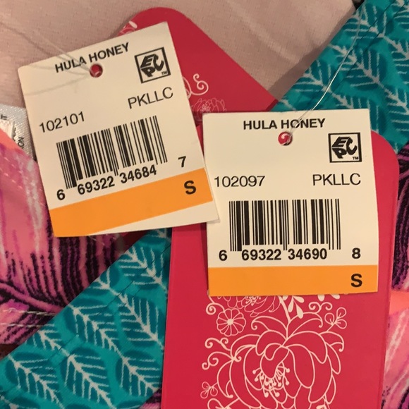 Small NWT Hula Honey Leaf Breeze Bikini Top & Bottoms Lace Up Front High Neck - Picture 8 of 13